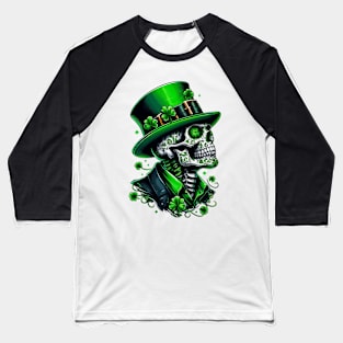 Sugar Skull St Patrick Day of the Dead Lucky Shamrock Baseball T-Shirt